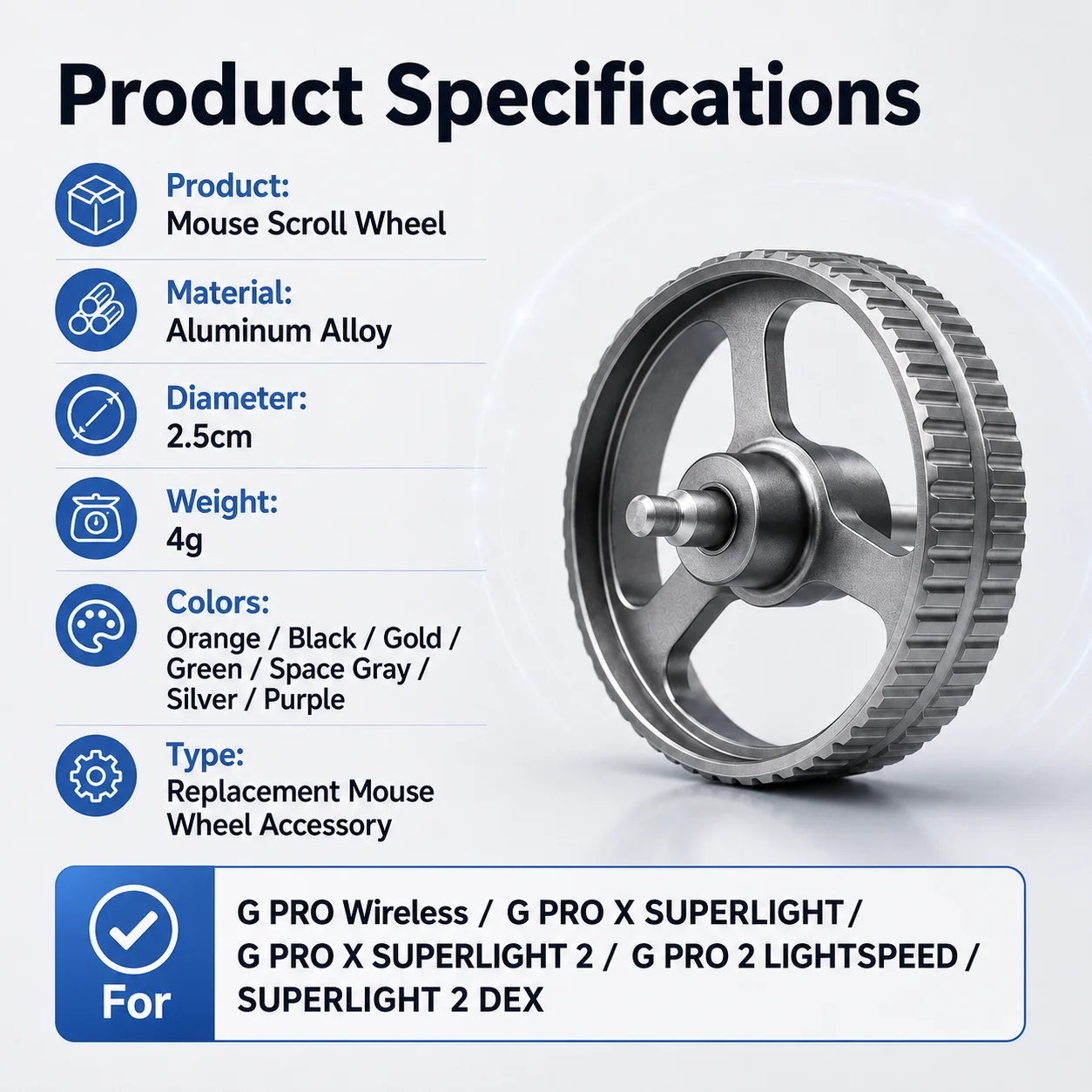 Aluminum Alloy Mouse Scroll Wh - Logitech Mouse G Pro X Superlight 评论和价格